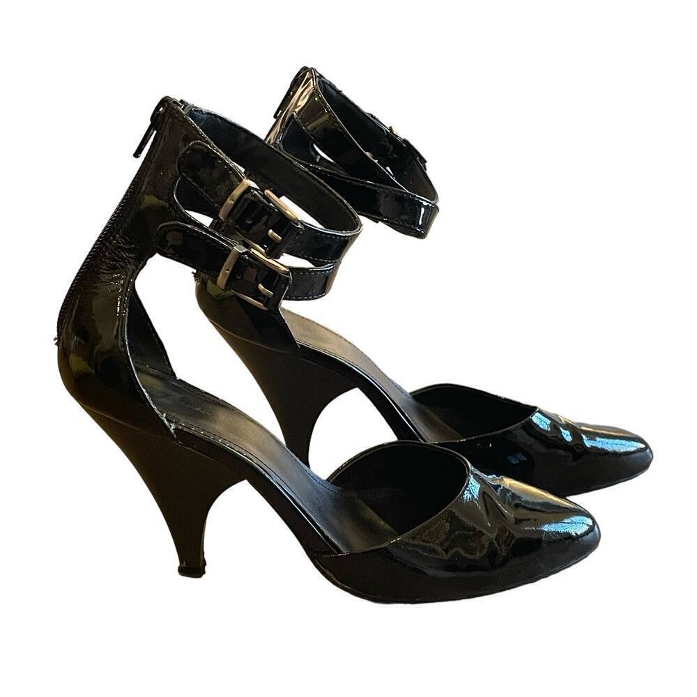 7 For All Mankind Black Patent Leather Heels Shoes Women's size 8.5